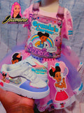 CUSTOM GRACIE CORNER TUTU OVERALLS OUTFIT WITH SHOES