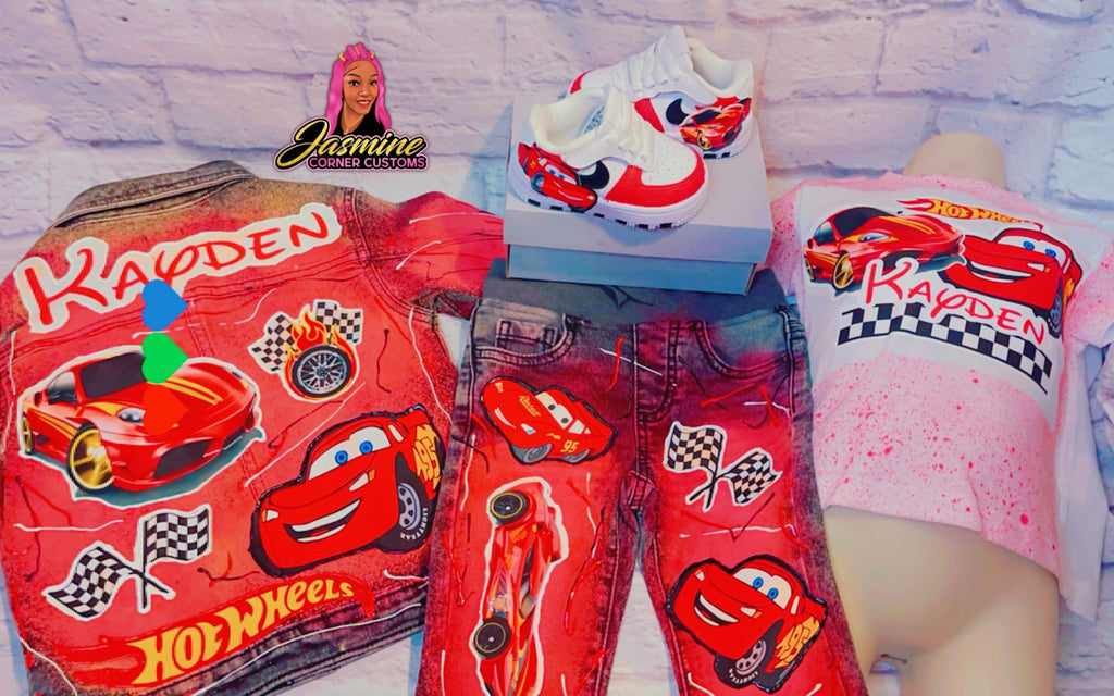 CUSTOM MCQUEEN JEAN JACKET OUTFIT WITH SHOES
