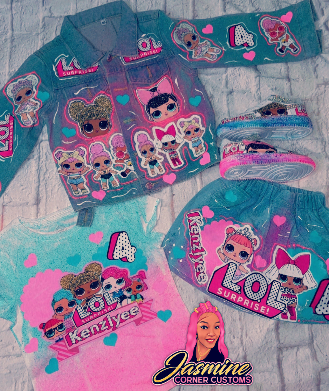 CUSTOM LOL GIRLS JEAN JACKET OUTFIT WITH SHOES