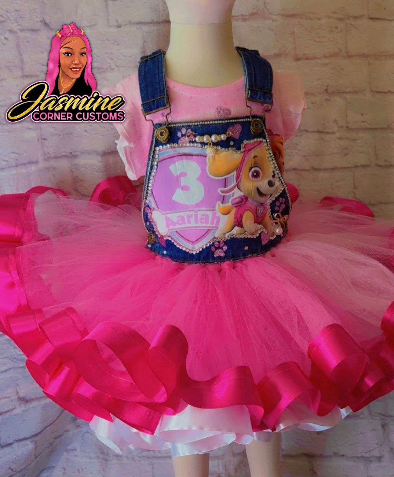 CUSTOM PAW PATROL SKYE TUTU OVERALL OUTFIT WITH SHOES