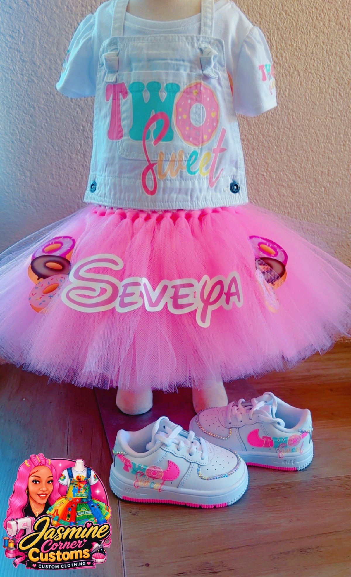 CUSTOM TUTU OVERALLS WITH SHOES TWO SWEET