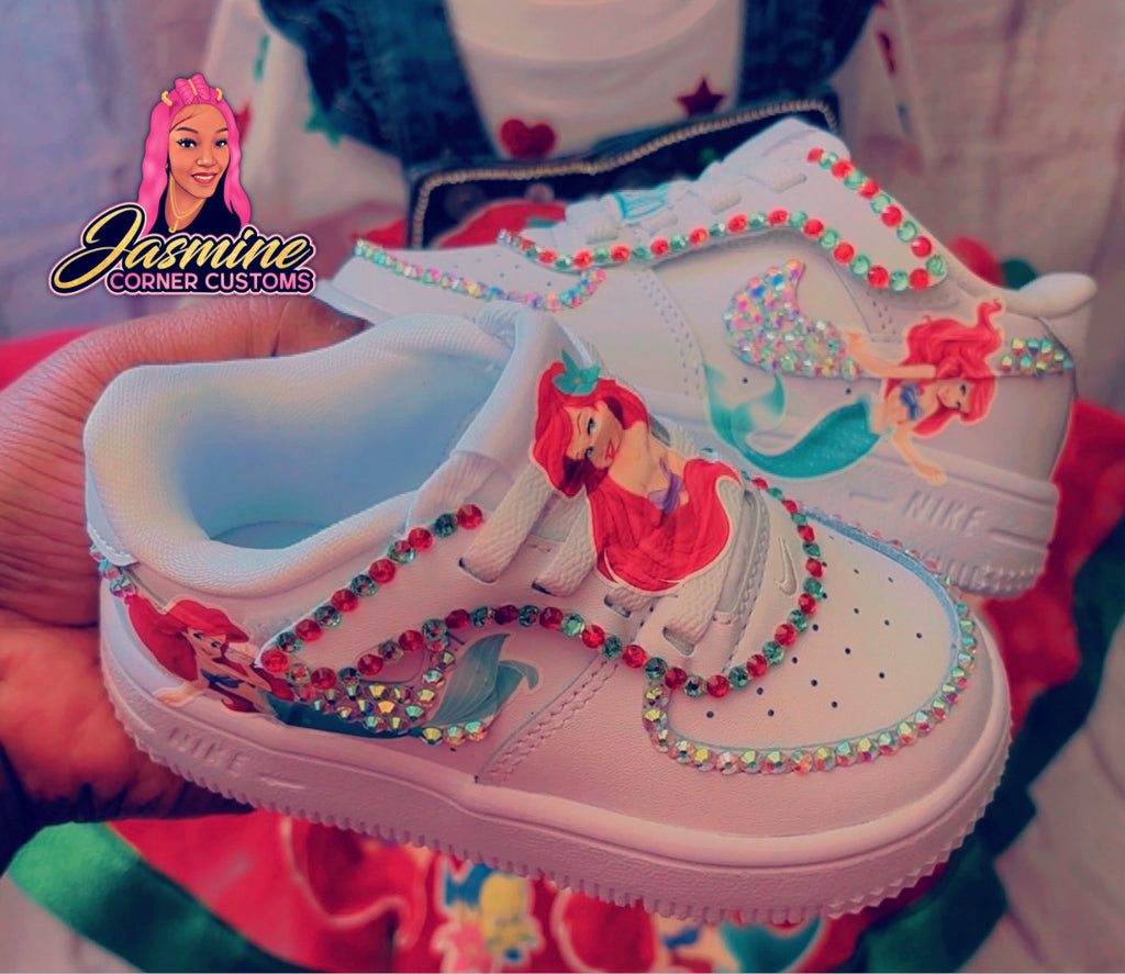 CUSTOM LITTLE MERMAID TUTU OVERALLS OUTFIT WITH SHOES AND JUNK SOCKS