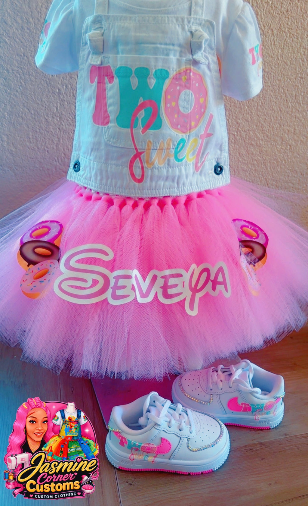 CUSTOM TUTU OVERALLS WITH SHOES TWO SWEET