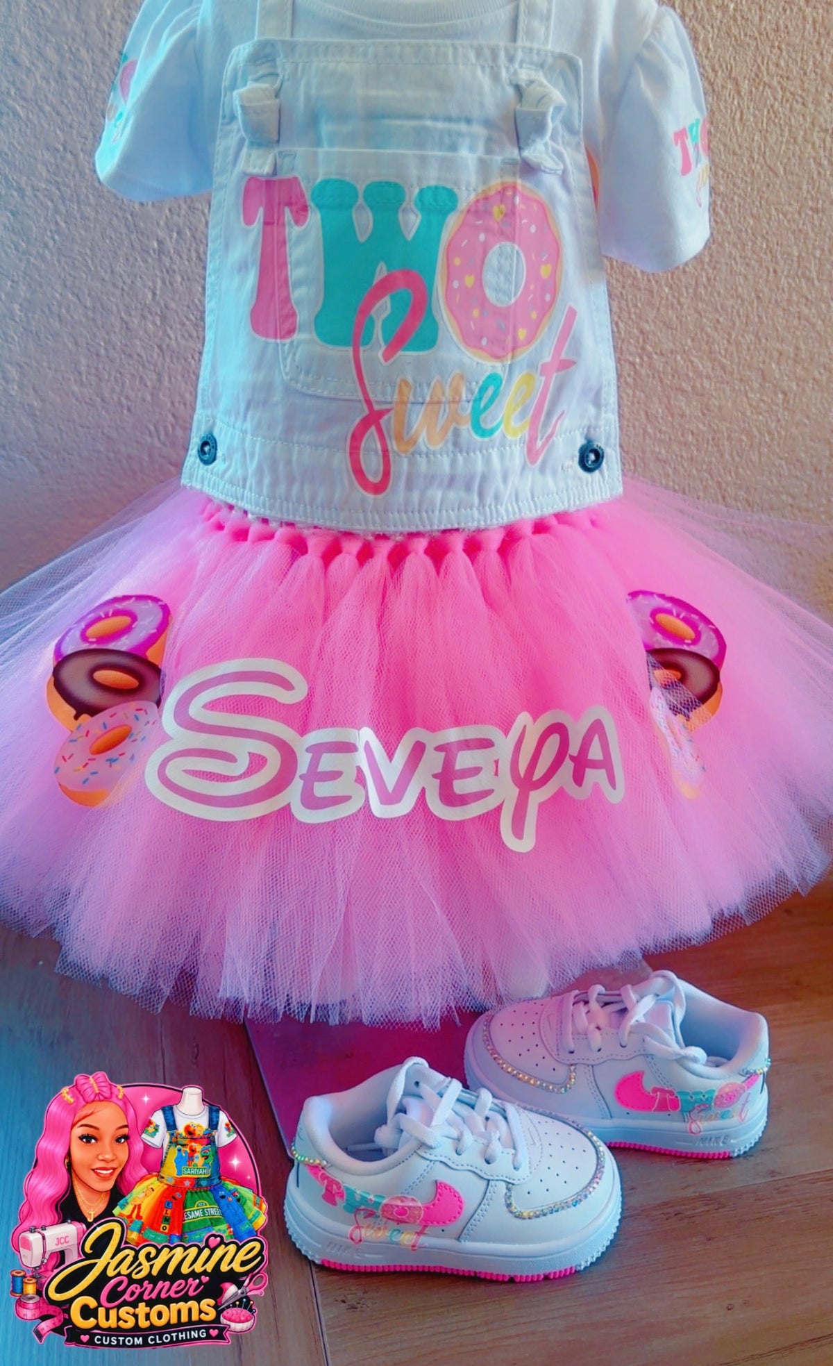 CUSTOM TUTU OVERALLS WITH SHOES TWO SWEET