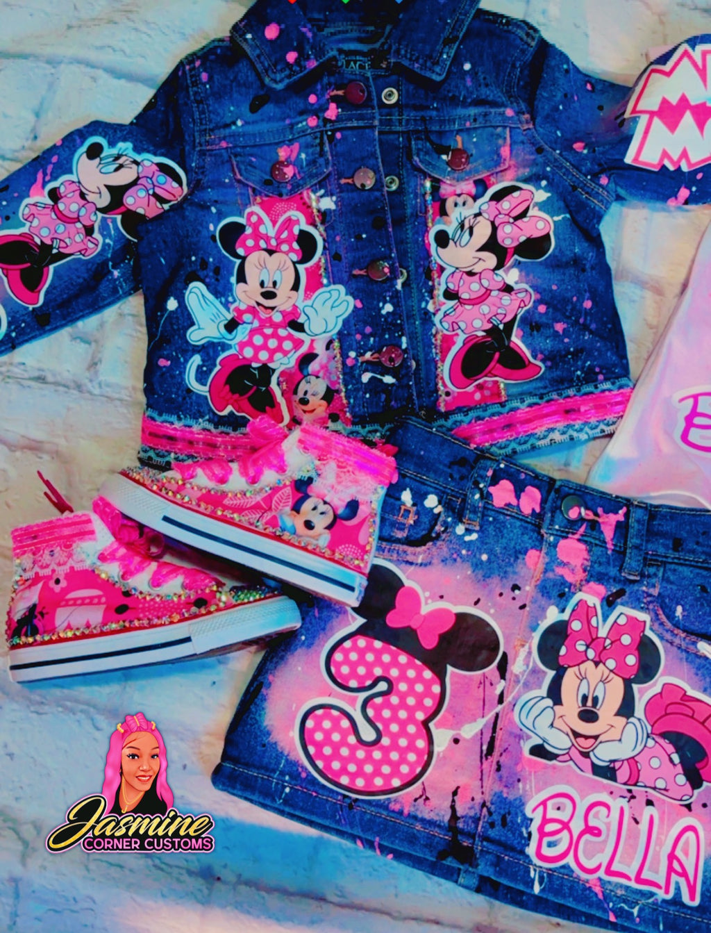 CUSTOM MINNIE MOUSE JEAN SKIRT OUTFIT WITH SHOES