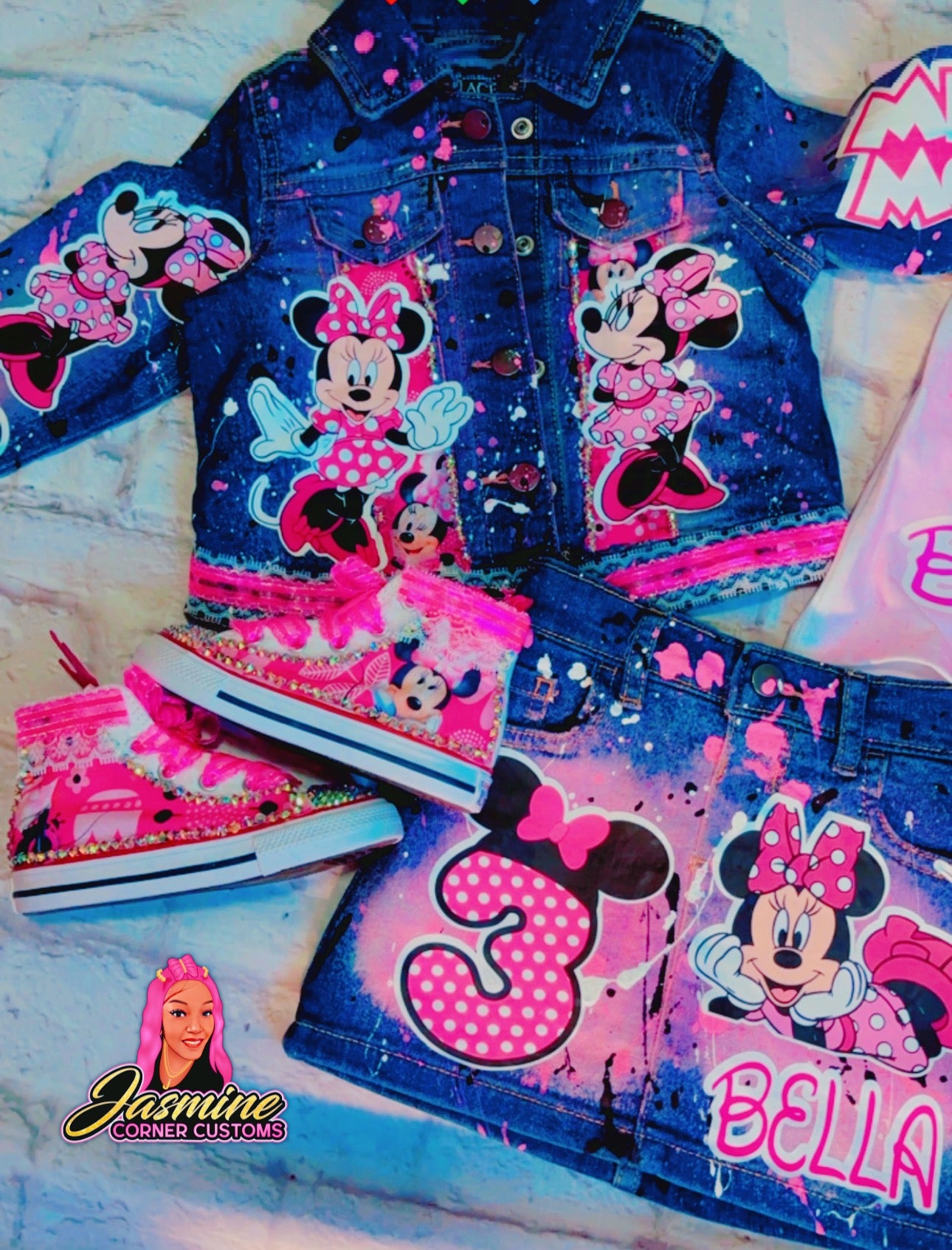 CUSTOM MINNIE MOUSE JEAN SKIRT OUTFIT WITH SHOES