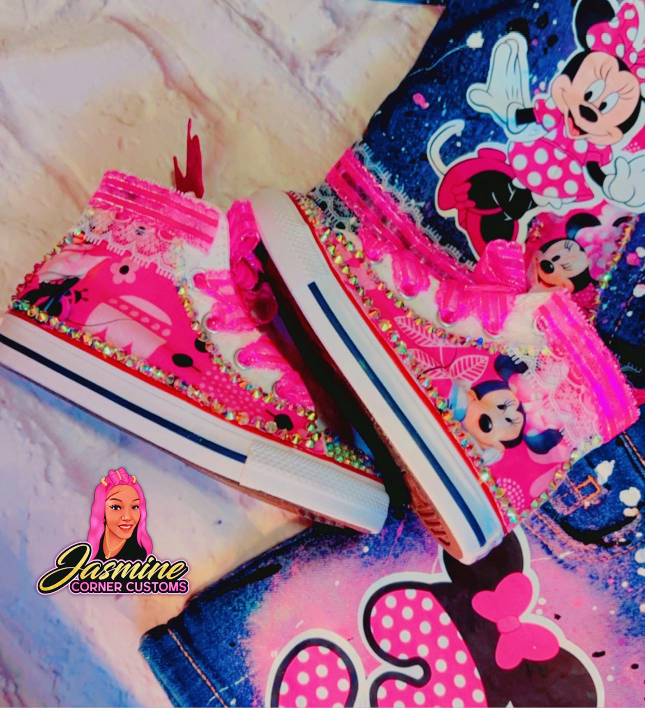 CUSTOM MINNIE MOUSE JEAN SKIRT OUTFIT WITH SHOES