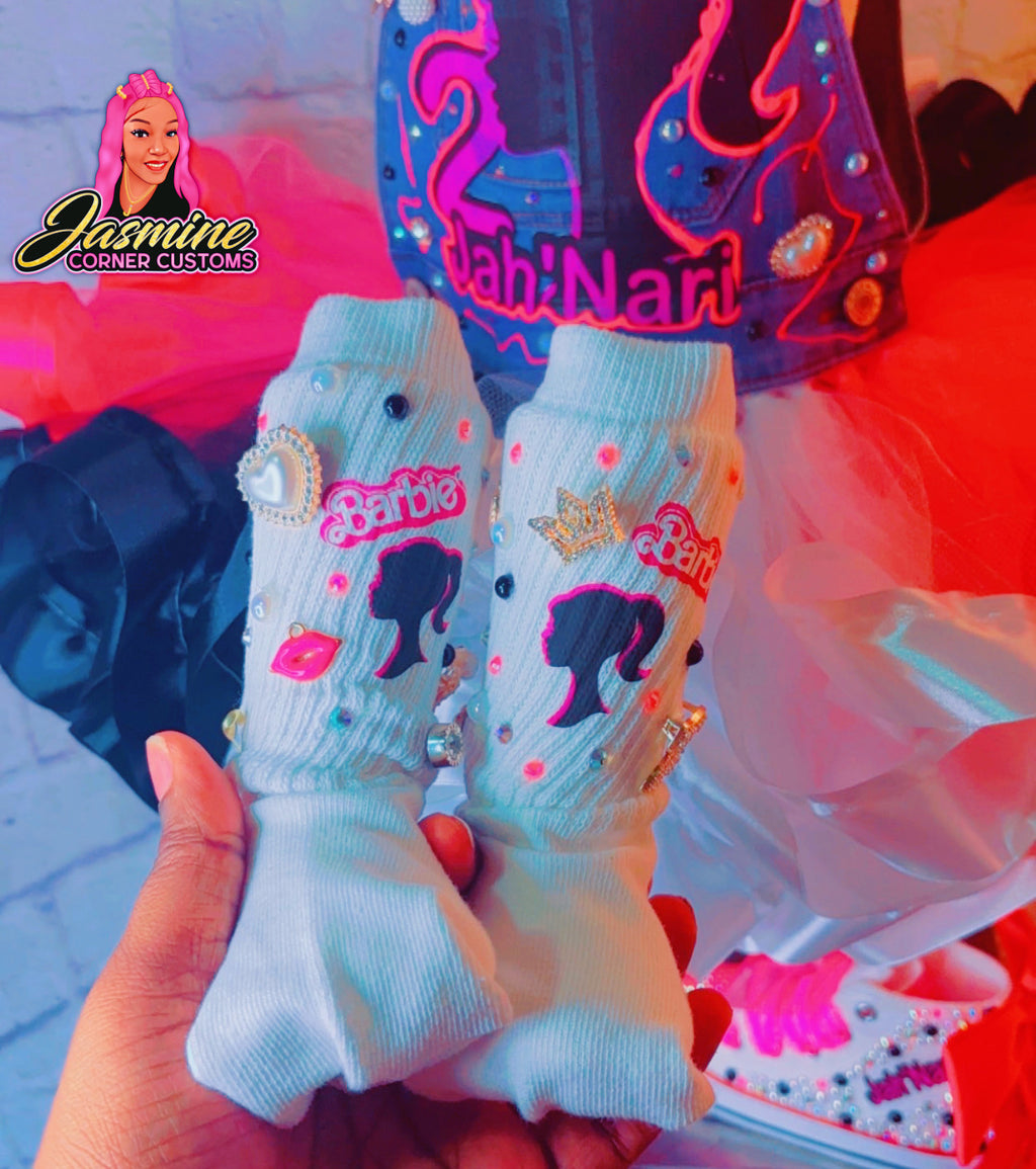 CUSTOM BARBIE TUTU OVERALLS WITH SHOES AND JUNK SOCKS ( NO SHIRT )