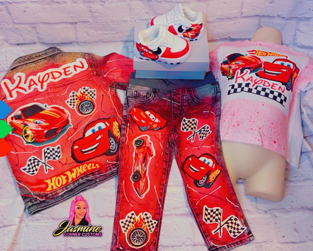 CUSTOM MCQUEEN JEAN JACKET OUTFIT WITH SHOES