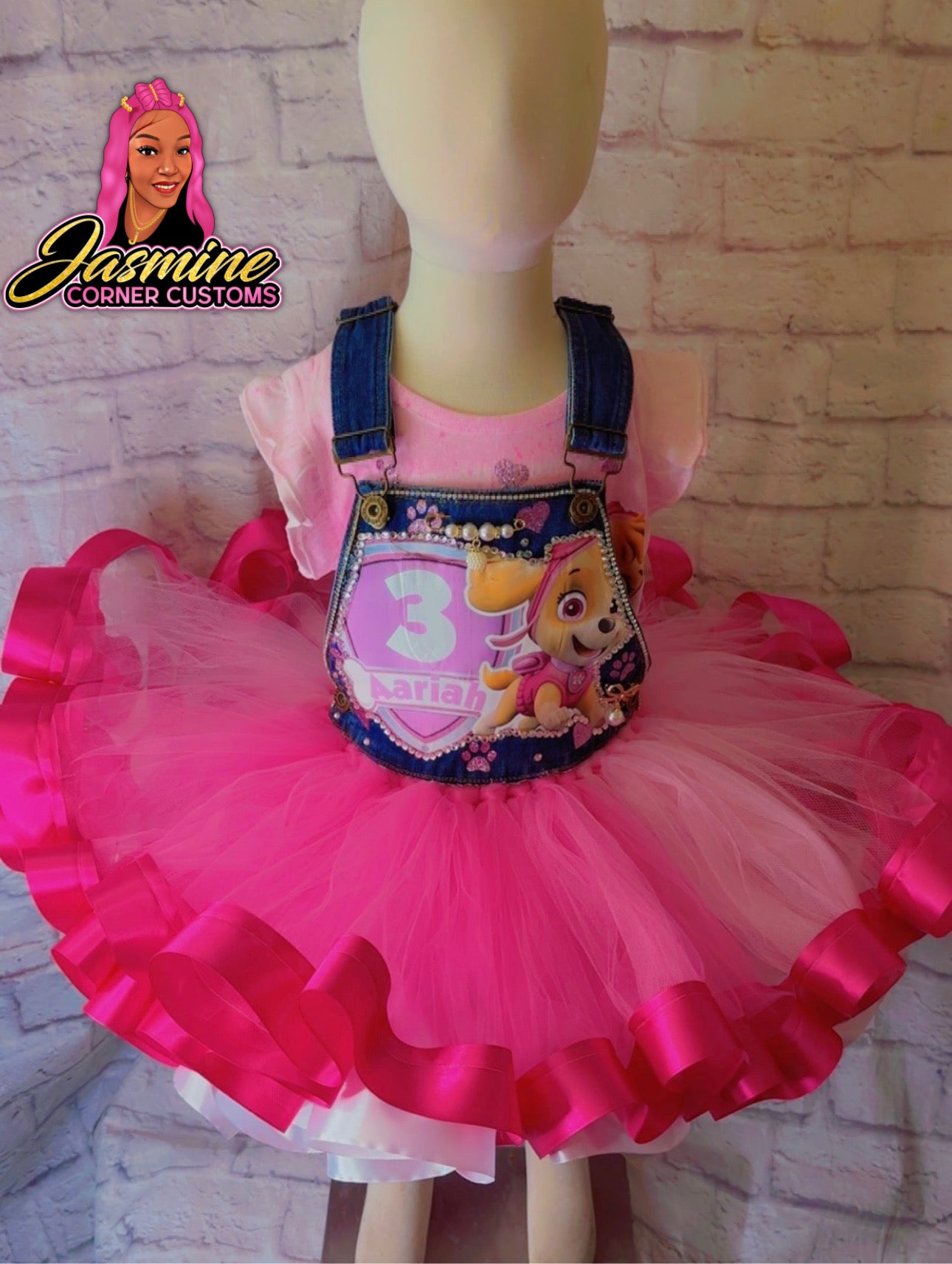 CUSTOM PAW PATROL SKYE TUTU OVERALL OUTFIT WITH SHOES