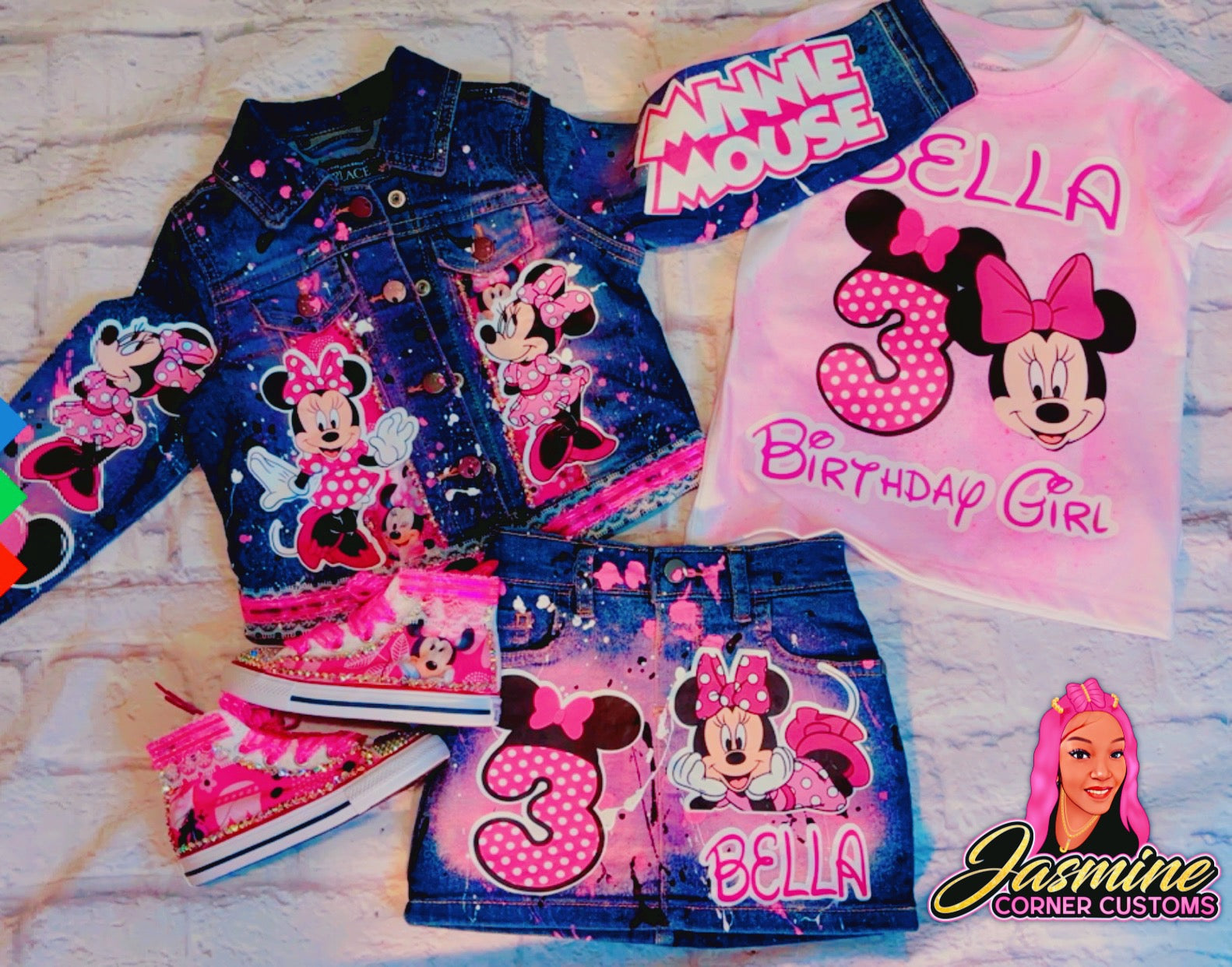 CUSTOM MINNIE MOUSE JEAN SKIRT OUTFIT WITH SHOES