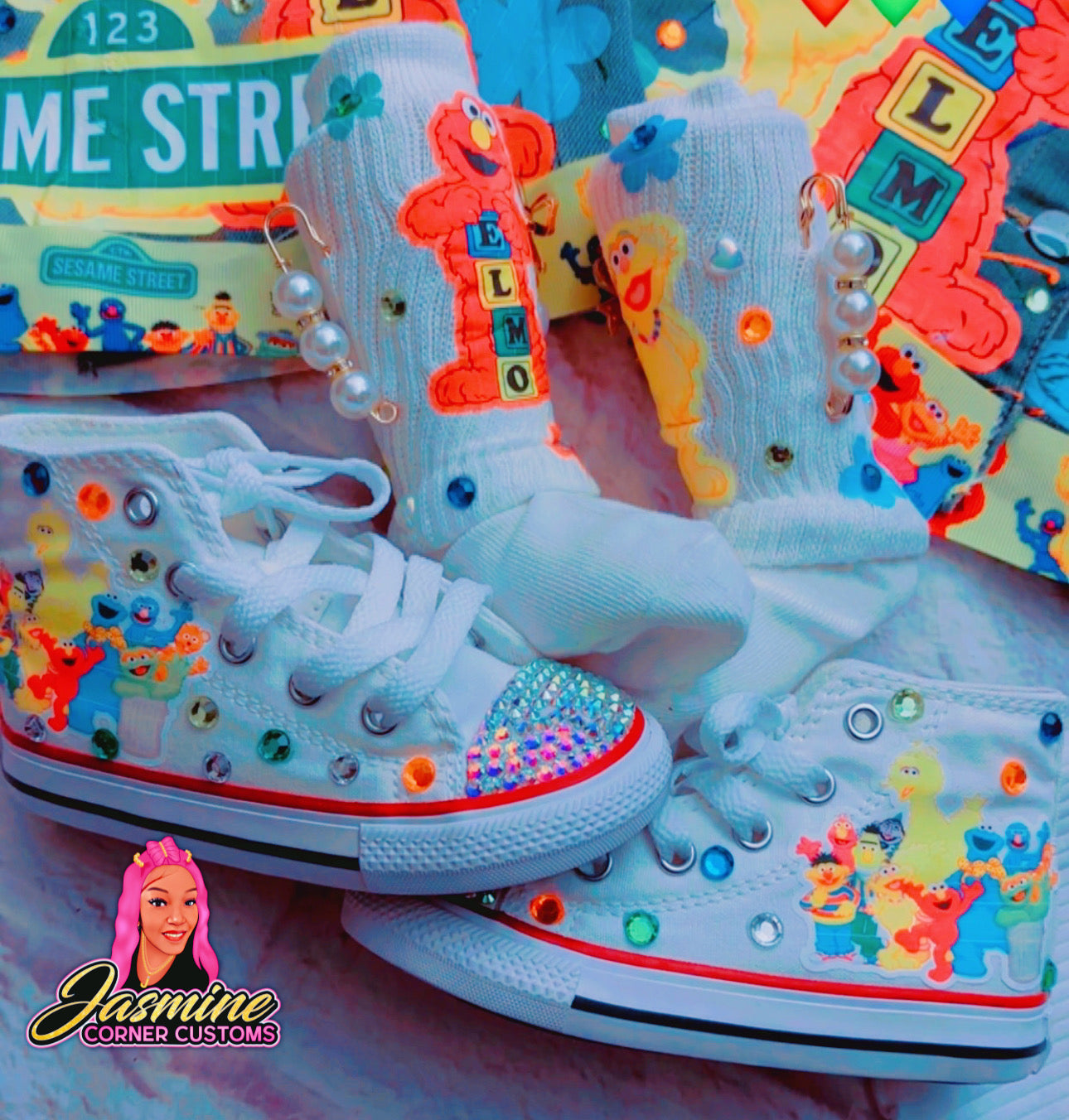 CUSTOM SESAME STREET JEAN JACKET OUTFIT WITH SHOES