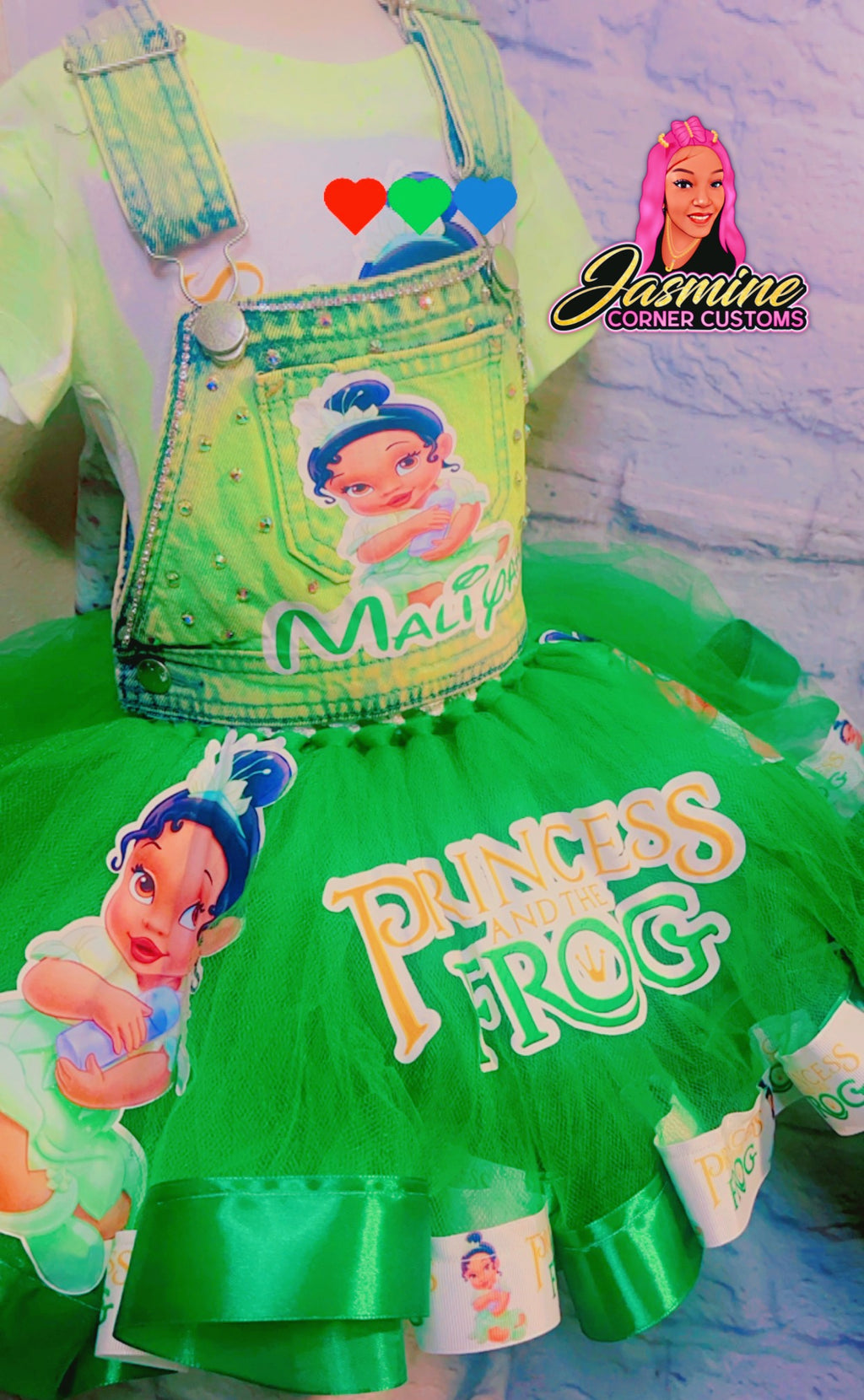 CUSTOM PRINCESS AND THE FROG TUTU OVERALLS WITH SHOES