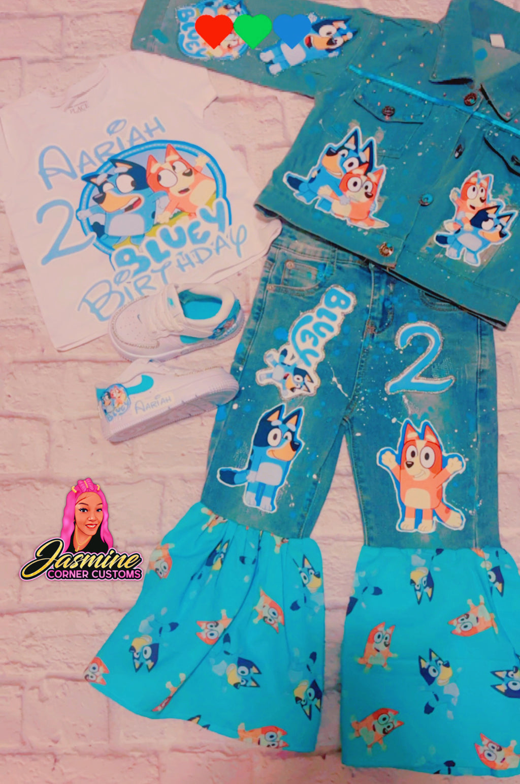 CUSTOM BLUEY JEAN JACKET OUTFIT WITH SHOES