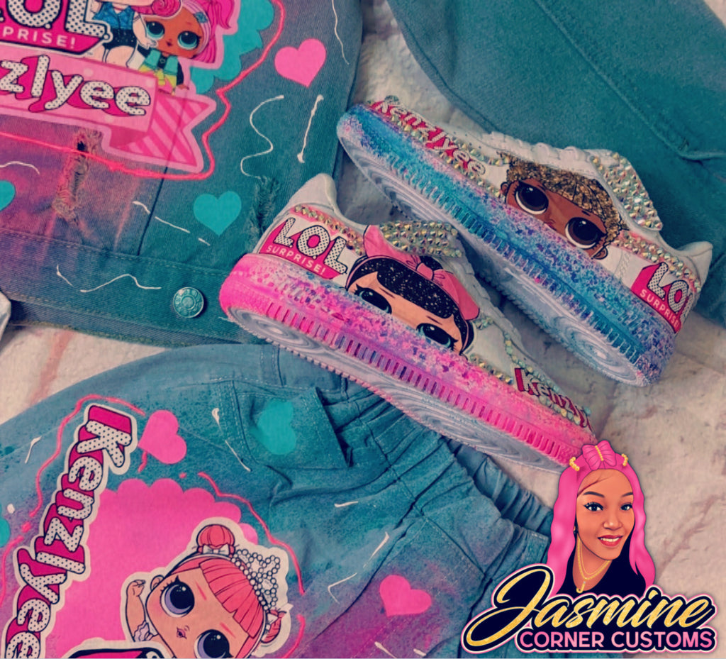 CUSTOM LOL GIRLS JEAN JACKET OUTFIT WITH SHOES